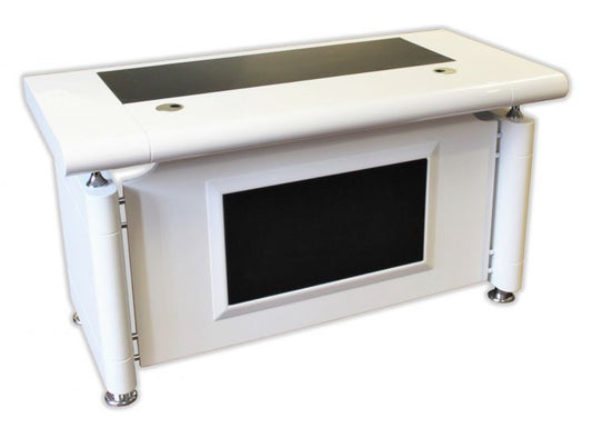 White Gloss Executive Office Desk with Pedestal and Return - 1600mm - 1861