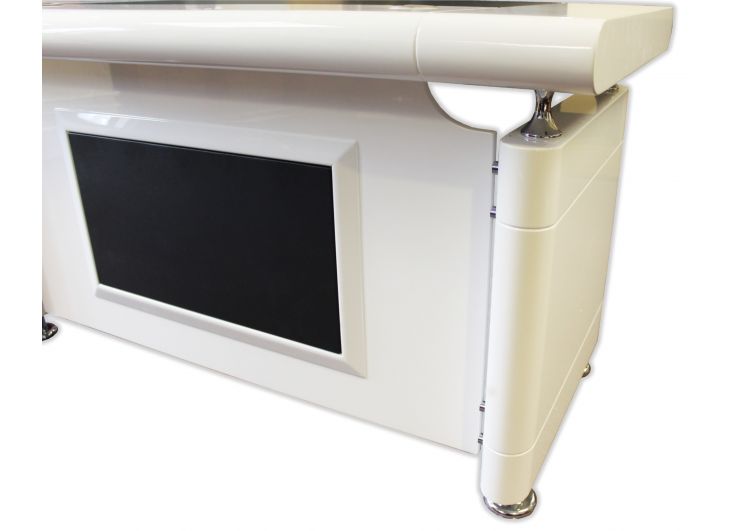 White Gloss Executive Office Desk with Pedestal and Return - 1600mm - 1861