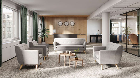 Classy Grey Fabric Sofa with Wooden Legs - One, Two or Three Seat Available