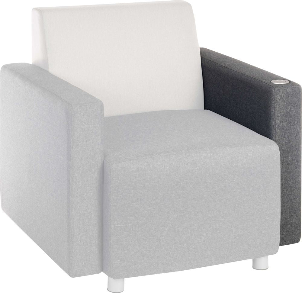 Dark Grey Fabric Modular Reception Sofa - Optional Arms & USB Ports - CUBE
