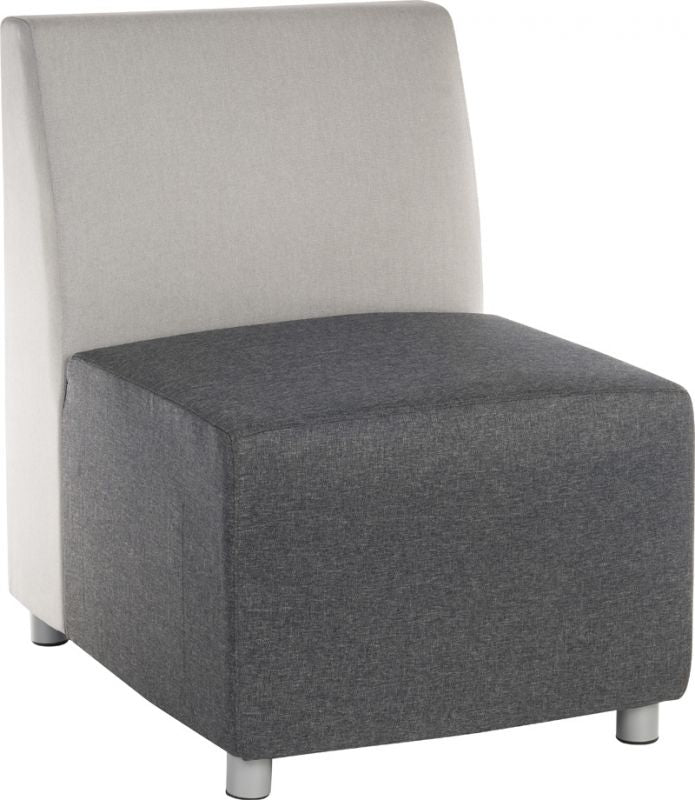 Dark Grey Fabric Modular Reception Sofa - Optional Arms & USB Ports - CUBE