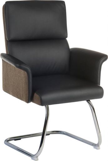 Mid Century Style Medium Back Leather Visitor Chair - Black or Cream Option - ELEGANCE-VISITOR