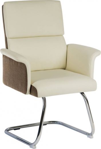 Mid Century Style Medium Back Leather Visitor Chair - Black or Cream Option - ELEGANCE-VISITOR