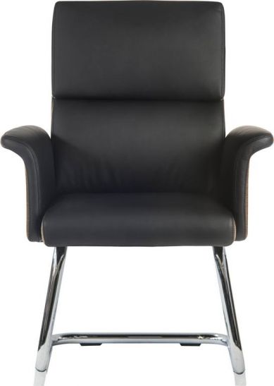 Mid Century Style Medium Back Leather Visitor Chair - Black or Cream Option - ELEGANCE-VISITOR