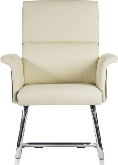 Mid Century Style Medium Back Leather Visitor Chair - Black or Cream Option - ELEGANCE-VISITOR