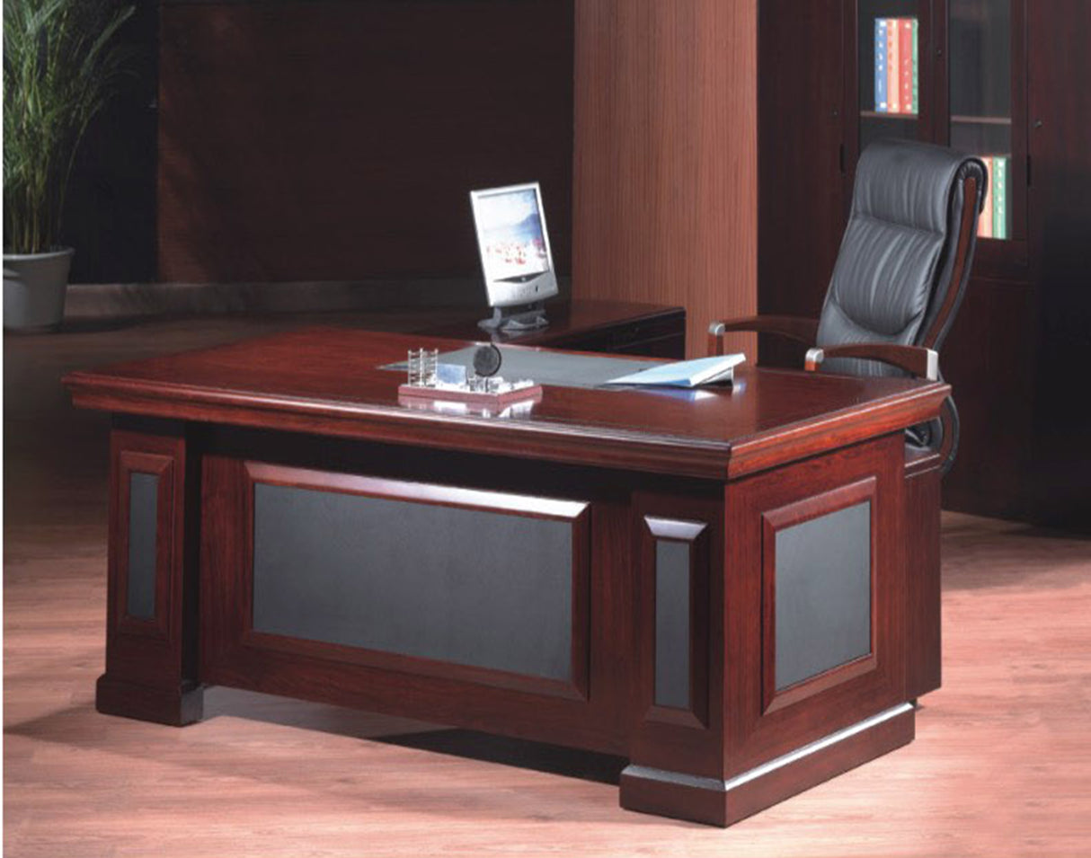 Mahogany Executive Desk With Leather Detailing - With Pedestal and Return - 1600mm or 1800mm - 1819