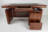 Small Medium Oak Executive Office Desk with Pedestal - 1861