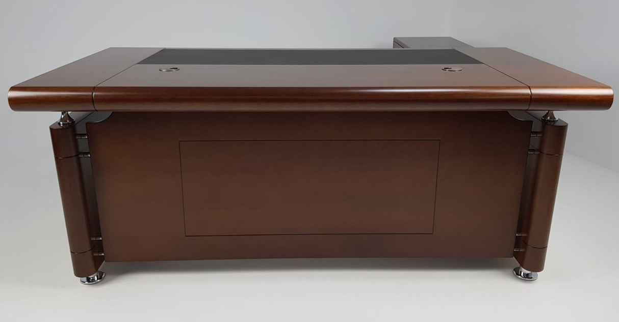 Light Walnut Real Wood Veneer Executive Desk With Roll Top - DES-1861