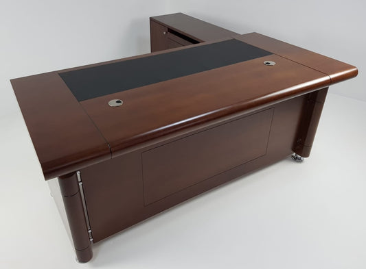 Light Walnut Real Wood Veneer Executive Desk With Roll Top - 1600mm, 1800mm or 2000mm - 1861