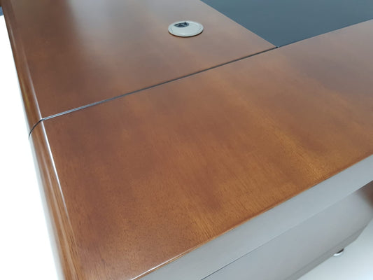 Light Walnut Real Wood Veneer Executive Desk With Roll Top - 1600mm, 1800mm or 2000mm - 1861