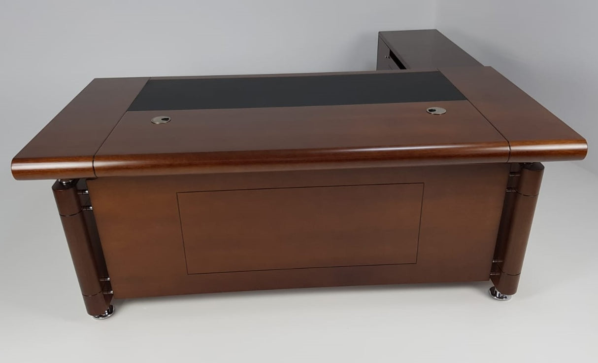 Light Walnut Real Wood Veneer Executive Desk With Roll Top - DES-1861