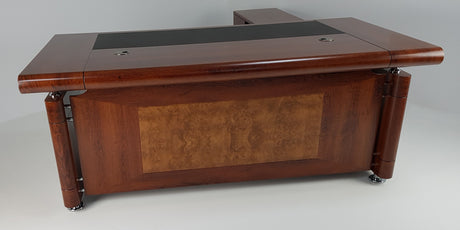 OFFER - Medium Oak Executive Office Desk with Pedestal and Return - 2000mm - 1861