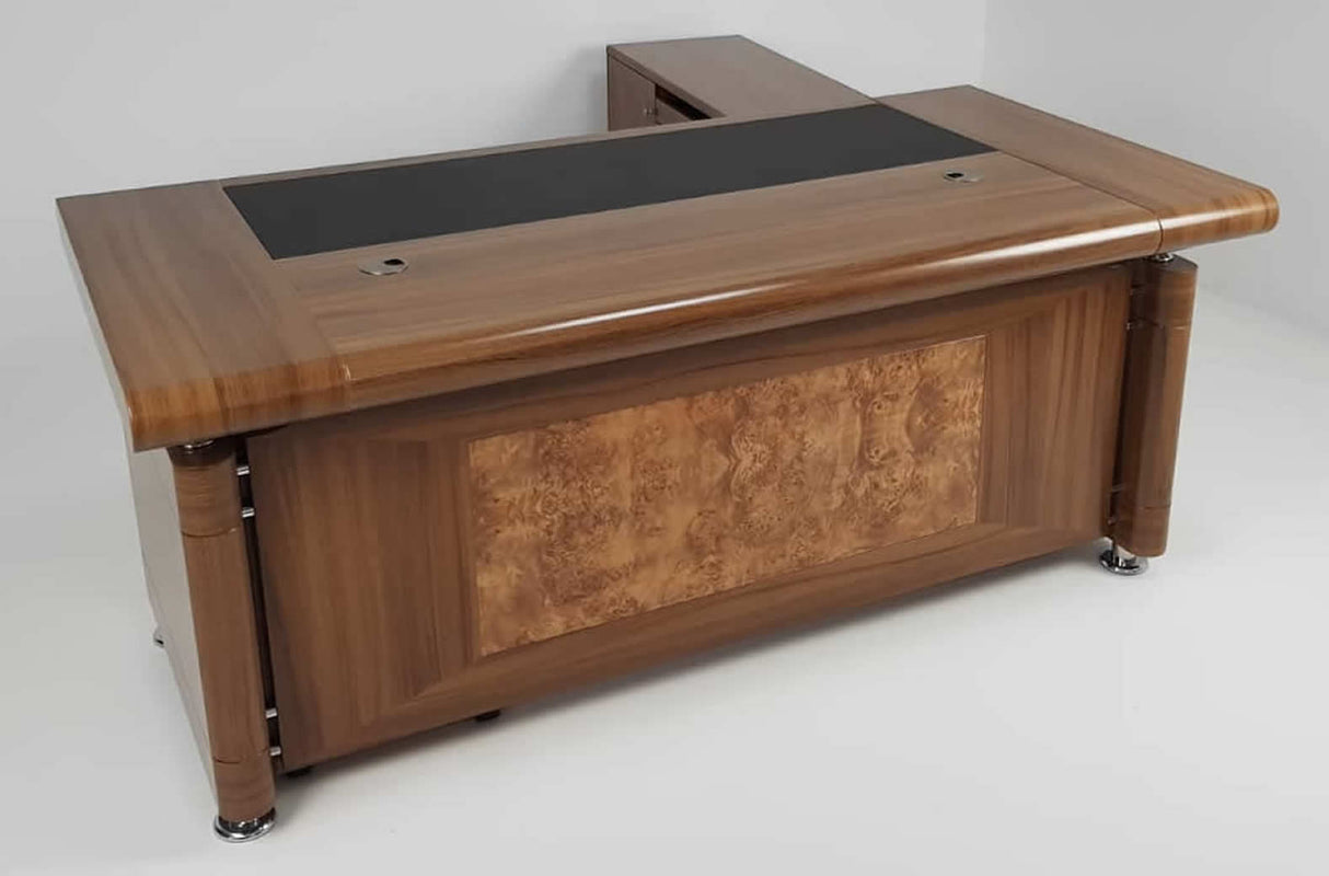 OFFER - Light Oak Executive Office Desk with Pedestal and Return - 1800mm - 1861