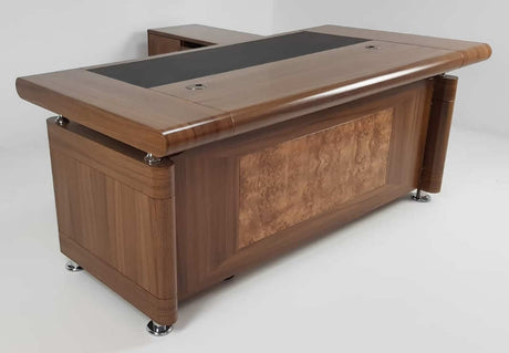 OFFER - Light Oak Executive Office Desk with Pedestal and Return - 2000mm - K-1861