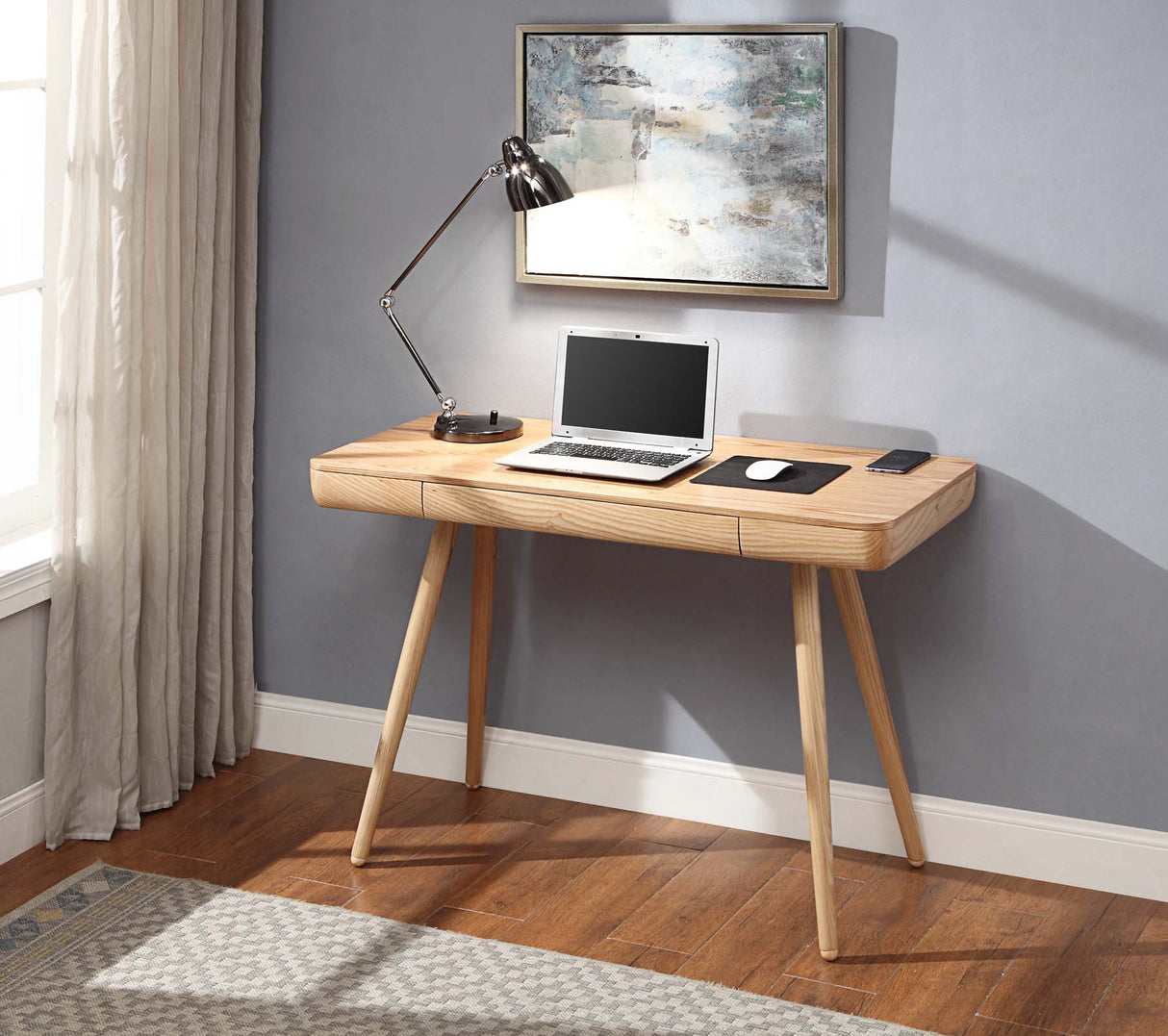 Contemporary Quality Home Office Desk in Oak Veneer - 1100mm - PC713