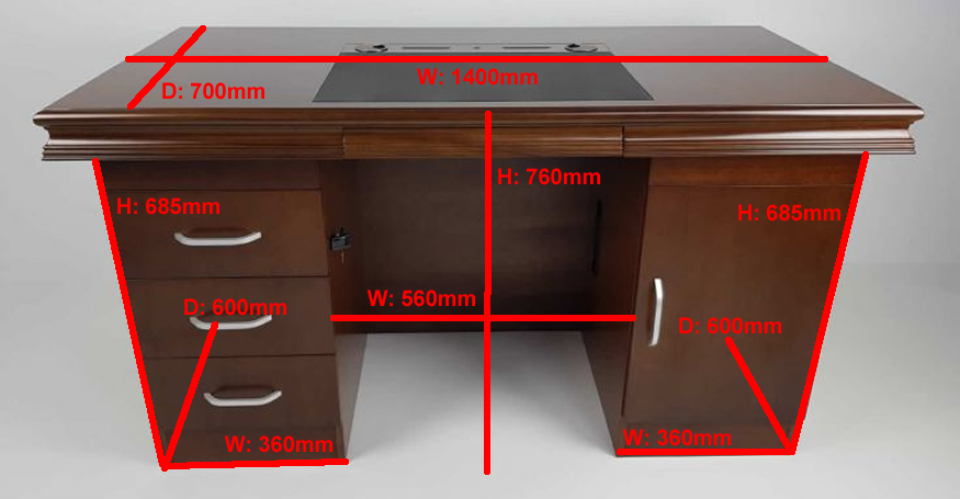Executive Home Office Desk In Light Walnut Veneer - 1400mm - UBA141