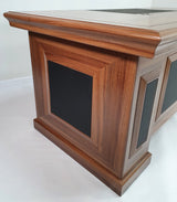Executive Light Oak Desk With Leather Detailing - With Pedestal and Return - 1819