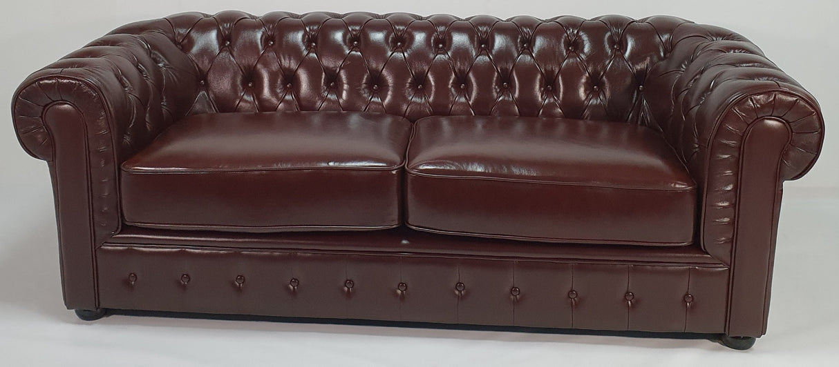 Chesterfield Antique Brown Genuine Leather Sofa - Full Set - S073