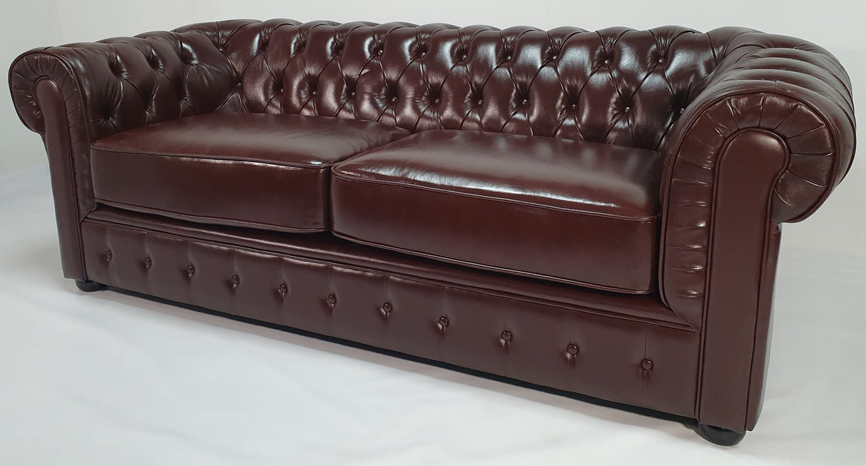 Chesterfield Antique Brown Genuine Leather Sofa - Full Set - S073