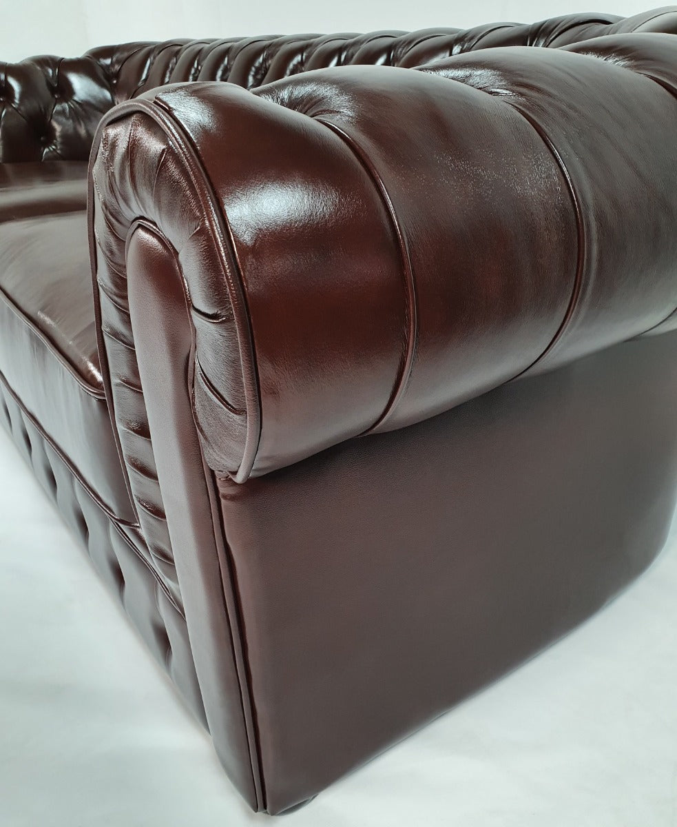 Chesterfield Antique Brown Genuine Leather Sofa - Full Set - S073