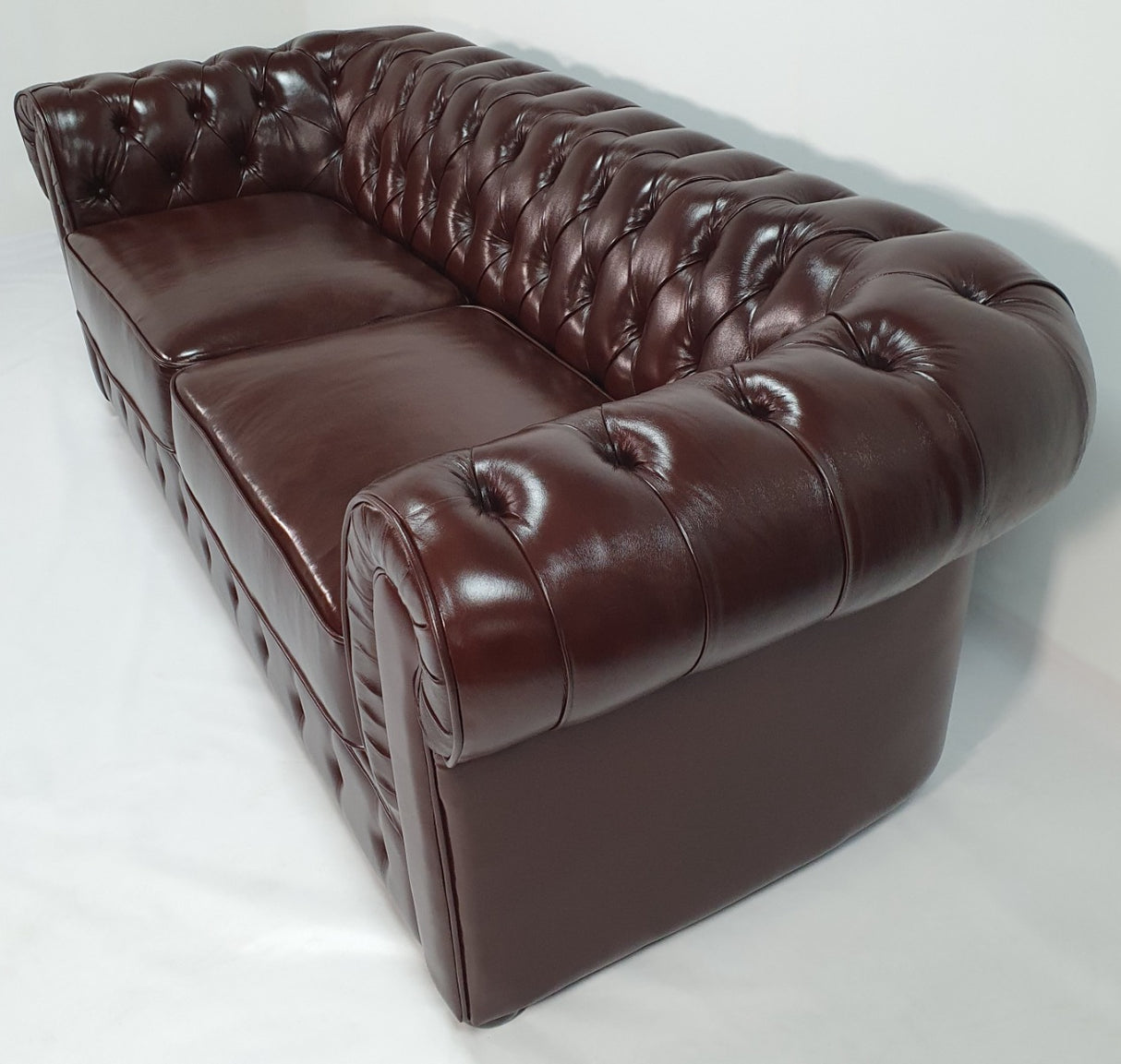 Chesterfield Antique Brown Genuine Leather Sofa - Full Set - S073
