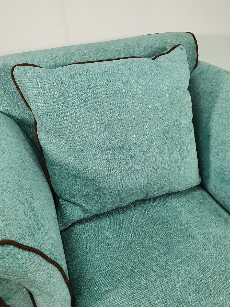 Sea Green Fabric Three Piece Sofa Suite - S098