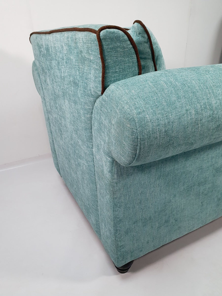 Sea Green Fabric Three Piece Sofa Suite - S098