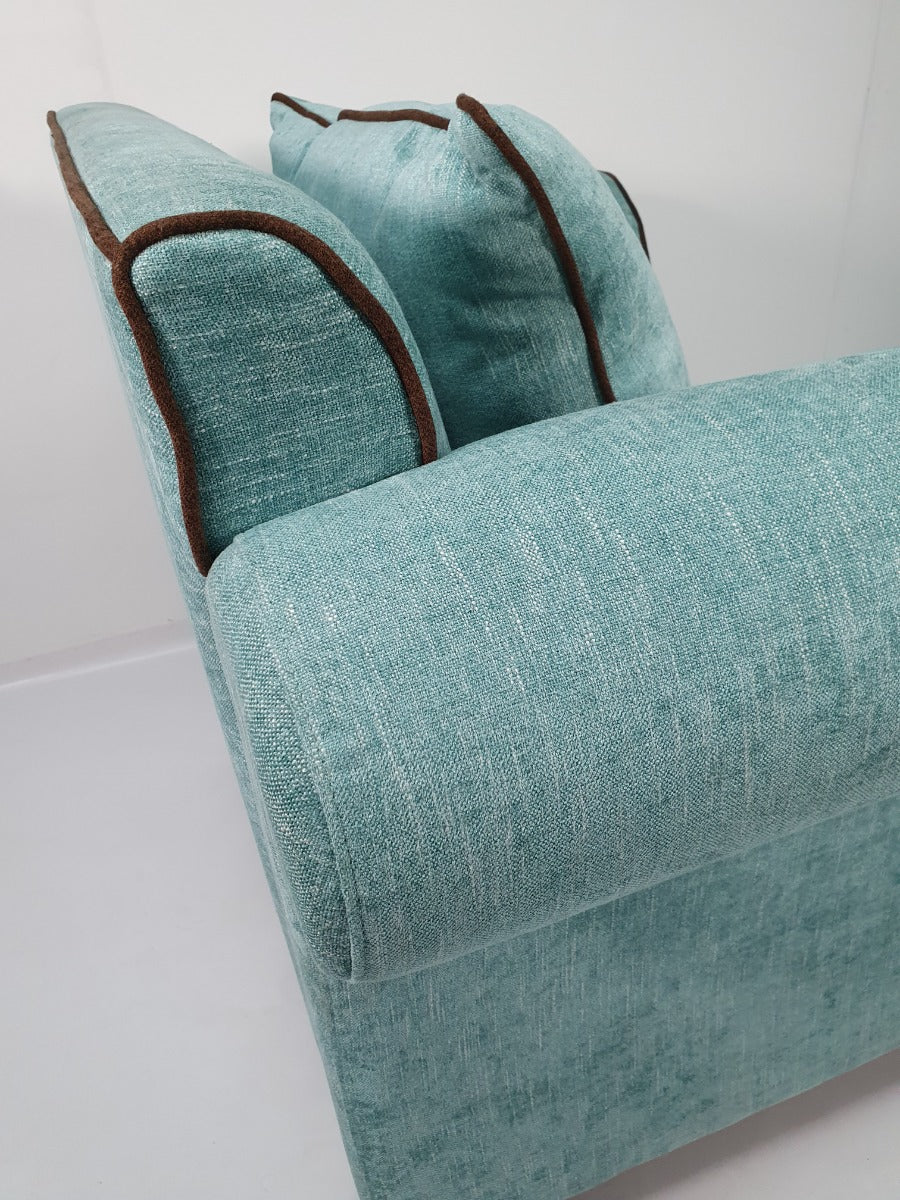 Sea Green Fabric Three Piece Sofa Suite - S098