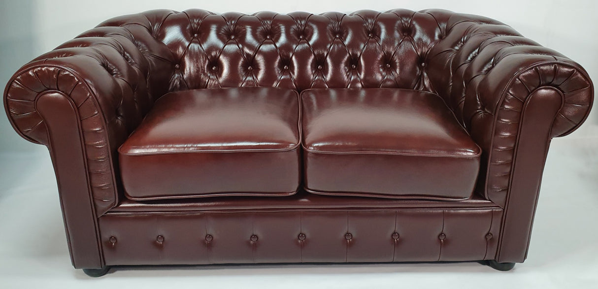 Chesterfield Antique Brown Genuine Leather Sofa - Full Set - S073