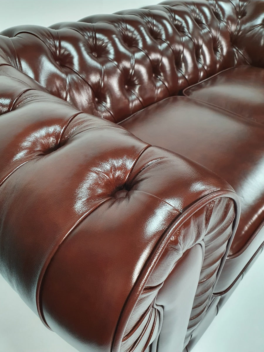 Chesterfield Antique Brown Genuine Leather Sofa - Full Set - S073