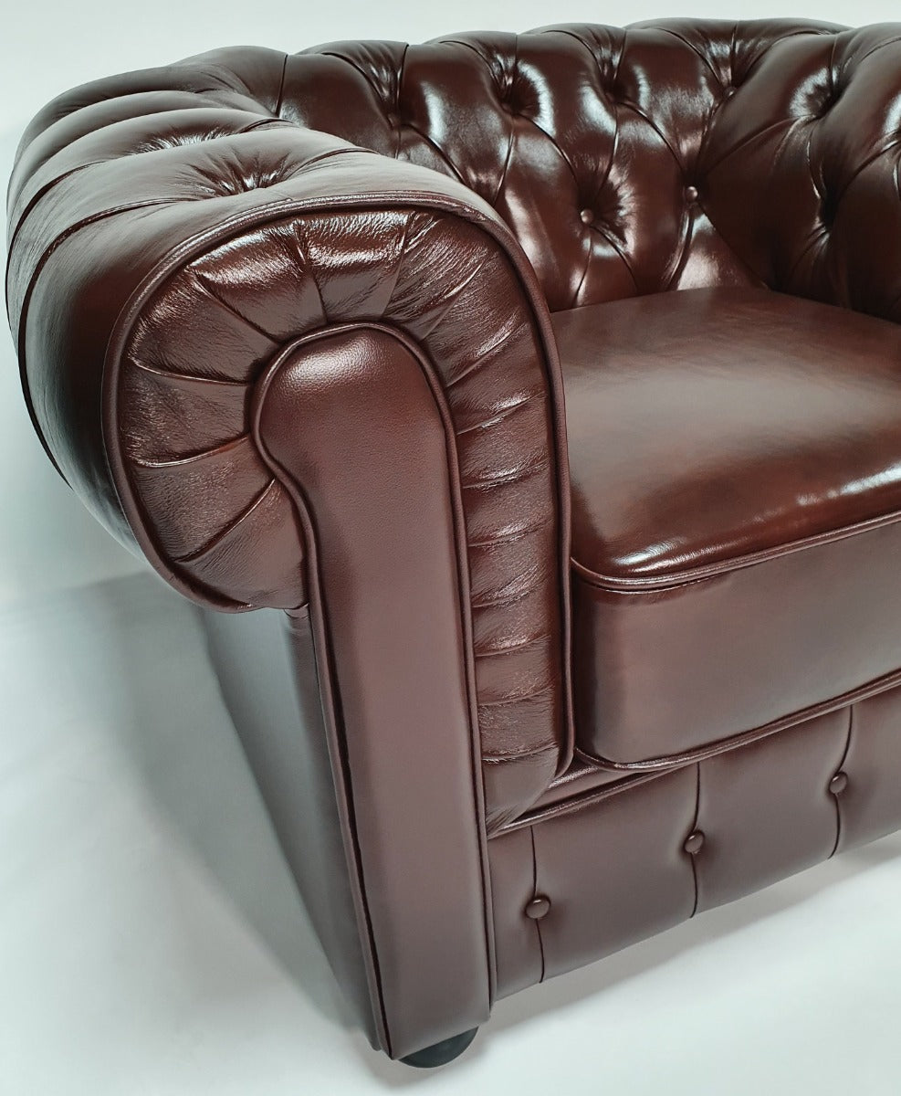Chesterfield Antique Brown Genuine Leather Sofa - Full Set - S073