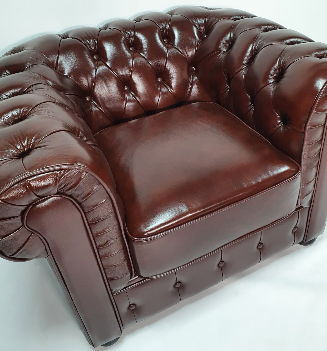 Chesterfield Antique Brown Genuine Leather Sofa - Full Set - S073