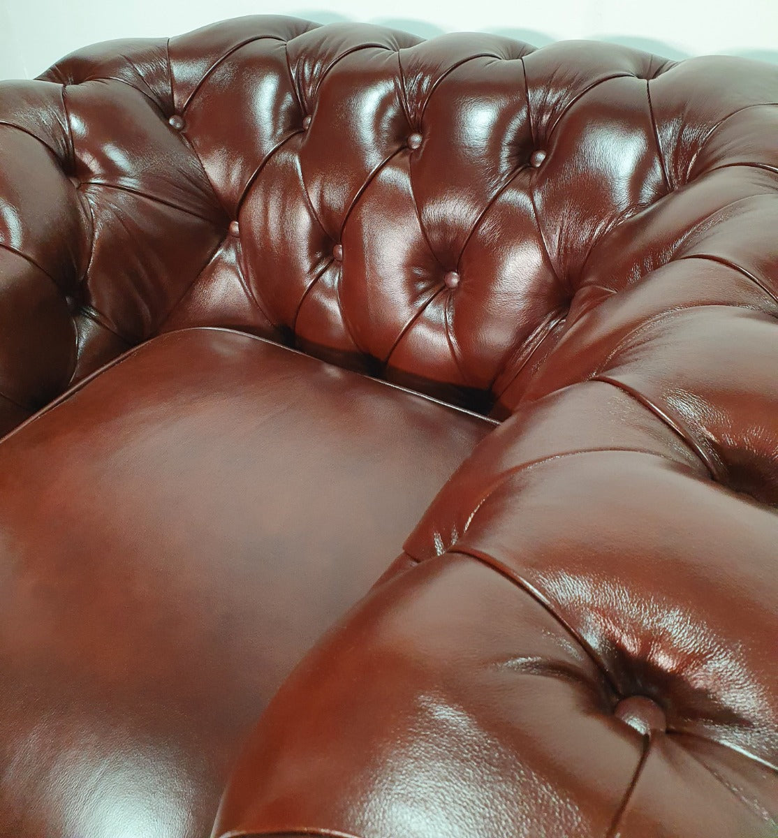 Chesterfield Antique Brown Genuine Leather Sofa - Full Set - S073