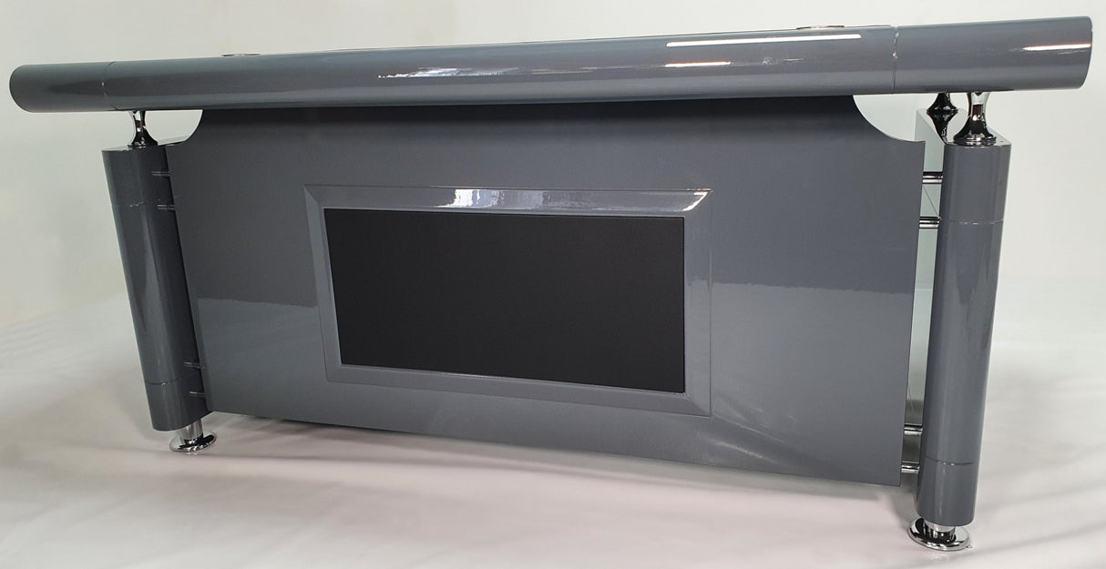 Grey Gloss Executive Office Desk with Pedestal and Return - 1600mm - 1861