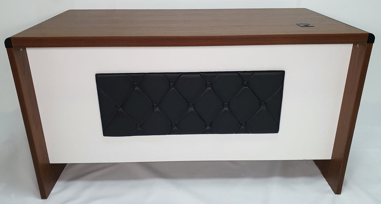 Walnut and White MFC Office Desk with Integrated Storage - 1400mm