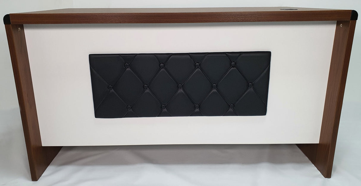 Walnut and White MFC Office Desk with Integrated Storage - 1400mm