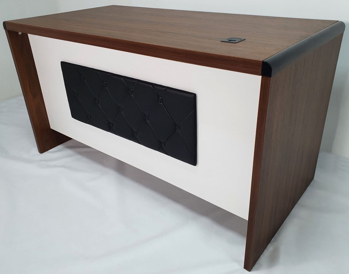 Walnut and White MFC Office Desk with Integrated Storage - 1400mm