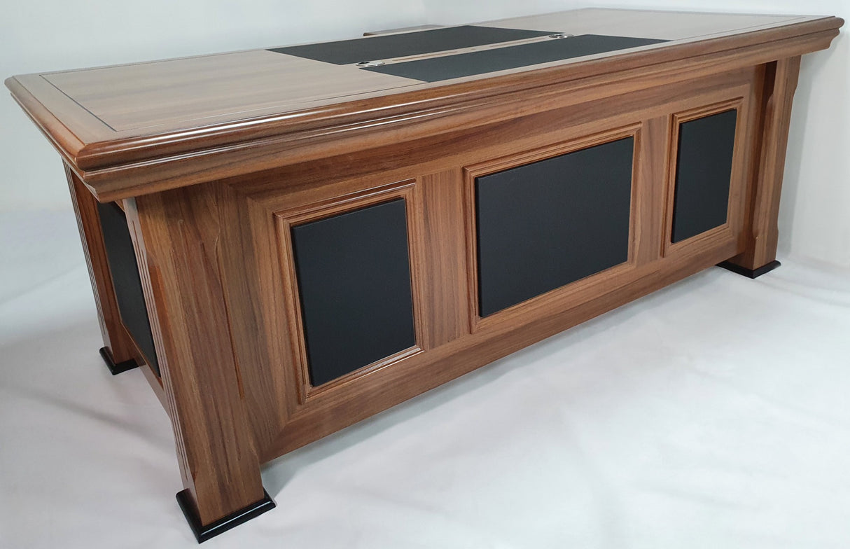 Light Oak Executive Desk With Leather Detailing - With Pedestal and Return - 2000mm or 2200mm - 2233