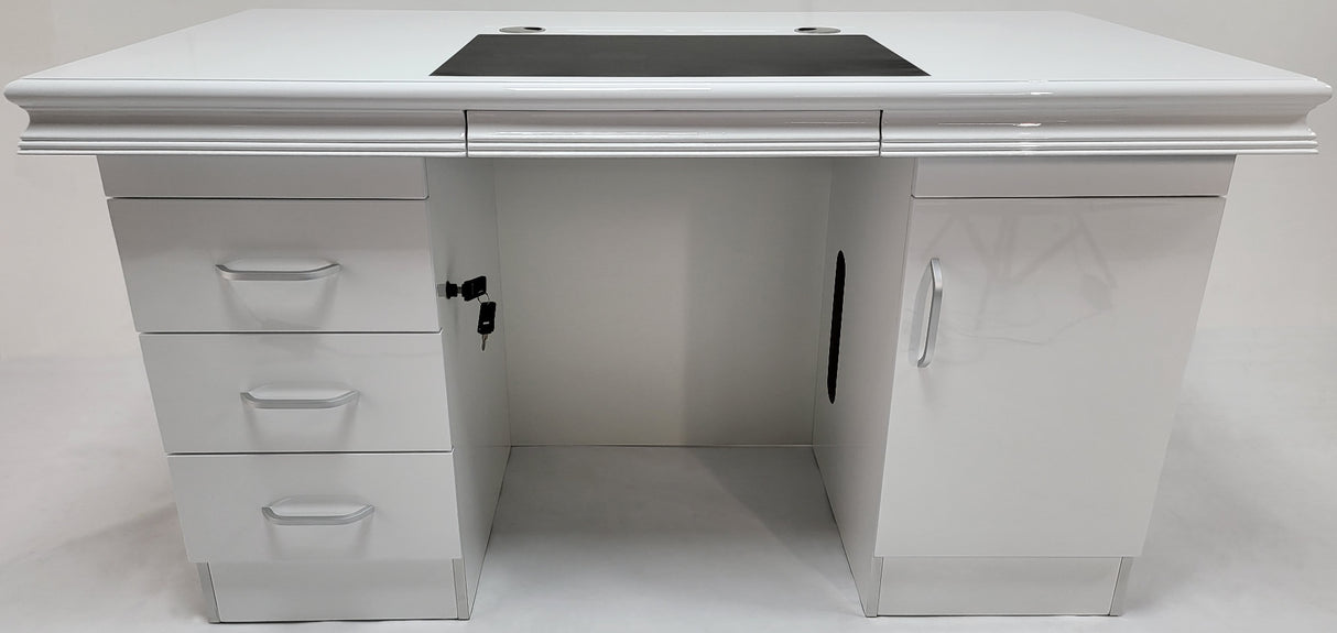 Executive Home Office Desk In White Gloss - 1400mm - UBA141