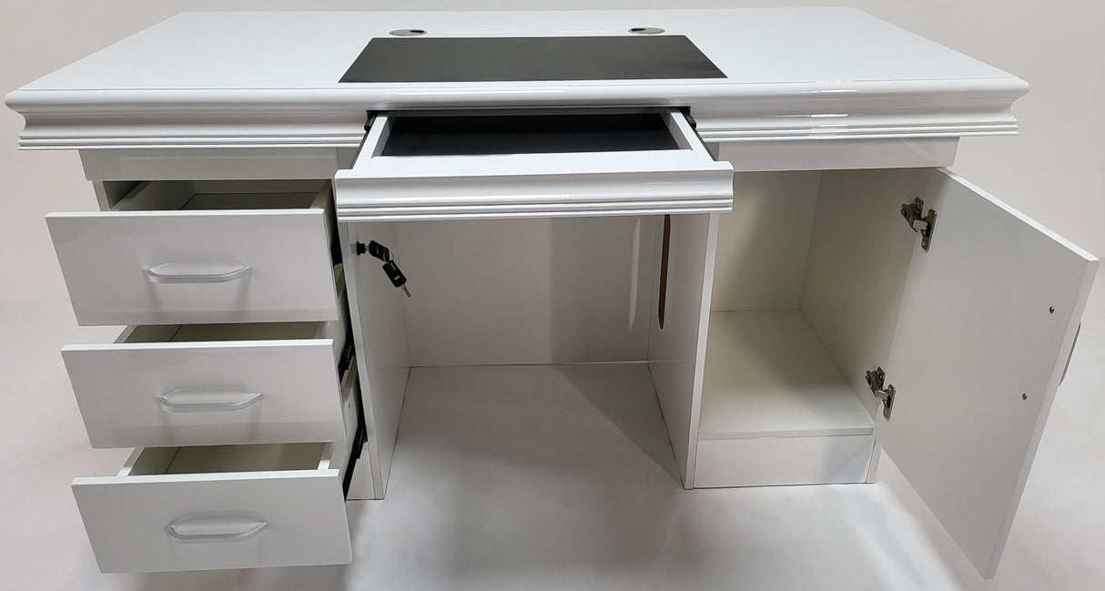 Executive Home Office Desk In White Gloss - 1400mm - UBA141
