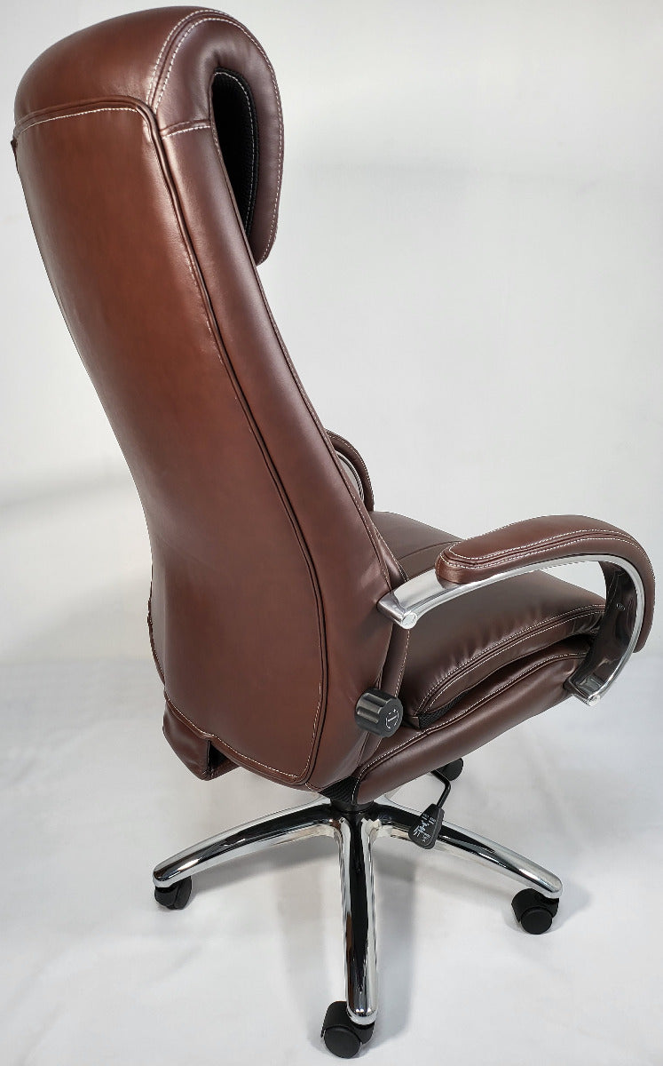 Brown Leather Executive Office Chair with Manual Lumbar Control - 2119