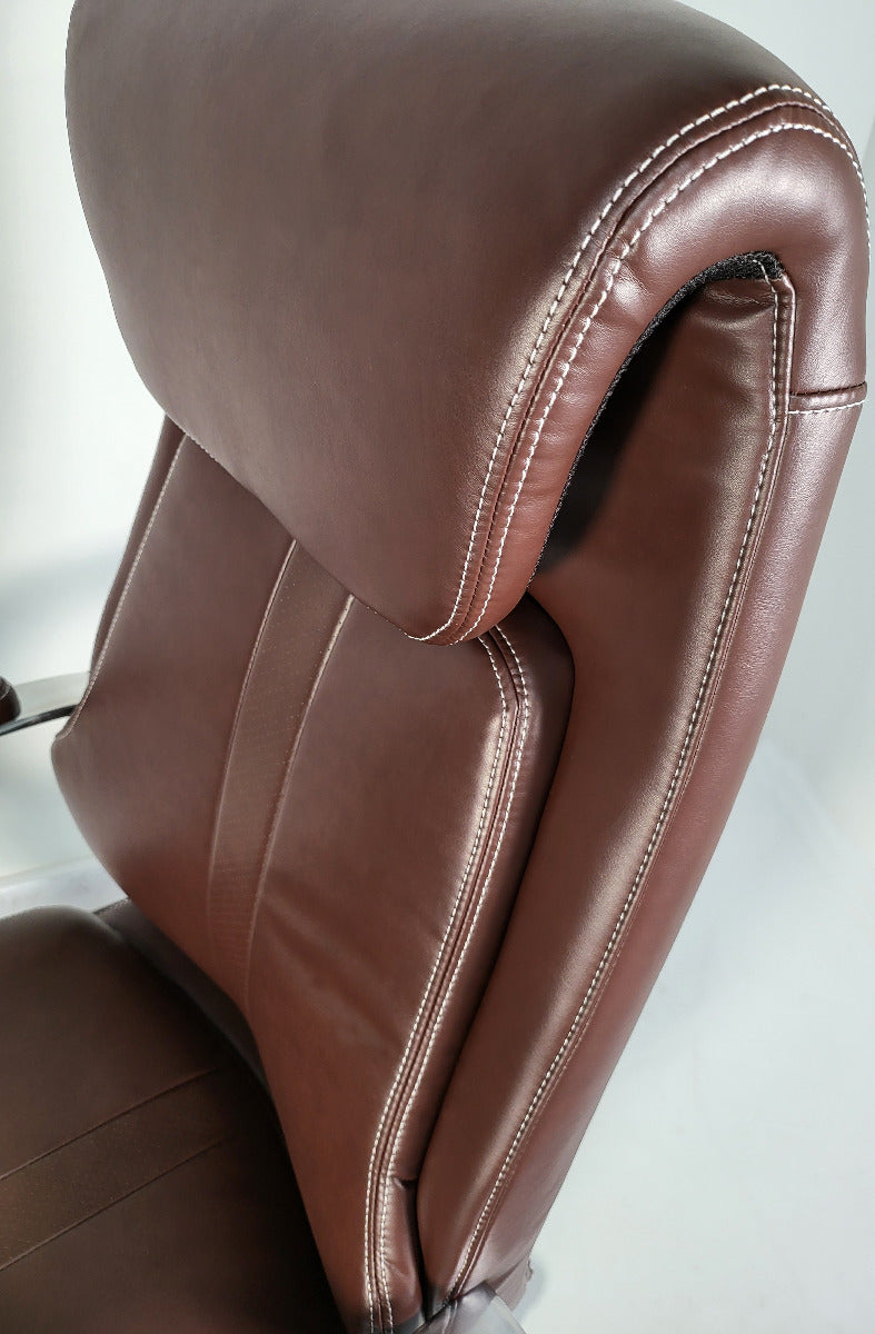 Brown Leather Executive Office Chair with Manual Lumbar Control - 2119