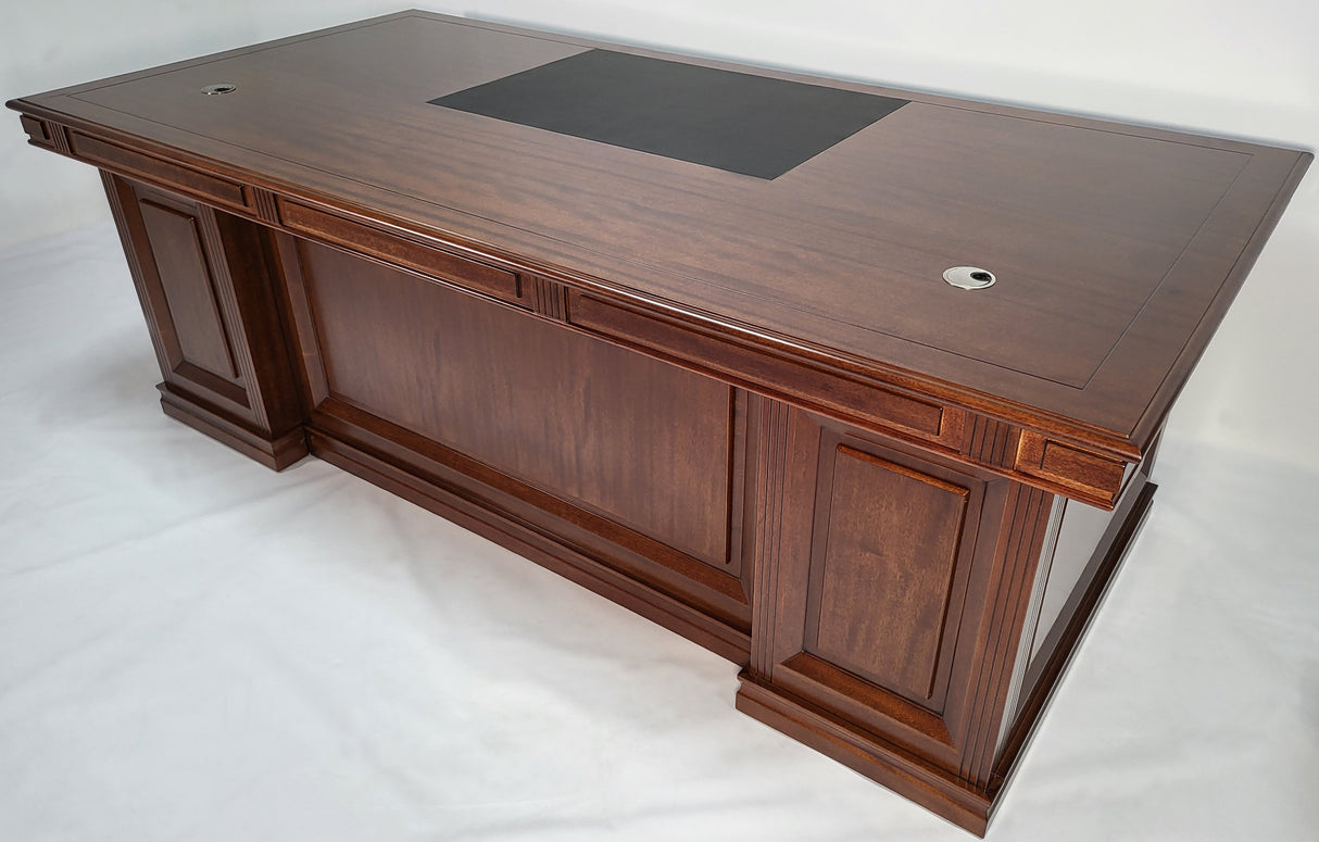 Stunning Large Real Light Walnut Veneer Executive Office Desk - 2000mm - JN1001