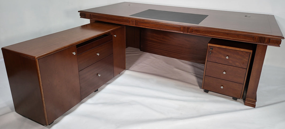 Stunning Large Real Light Walnut Veneer Executive Office Desk - JN1001