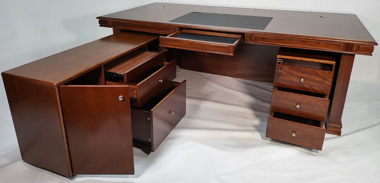 Stunning Large Real Light Walnut Veneer Executive Office Desk - 2000mm - JN1001