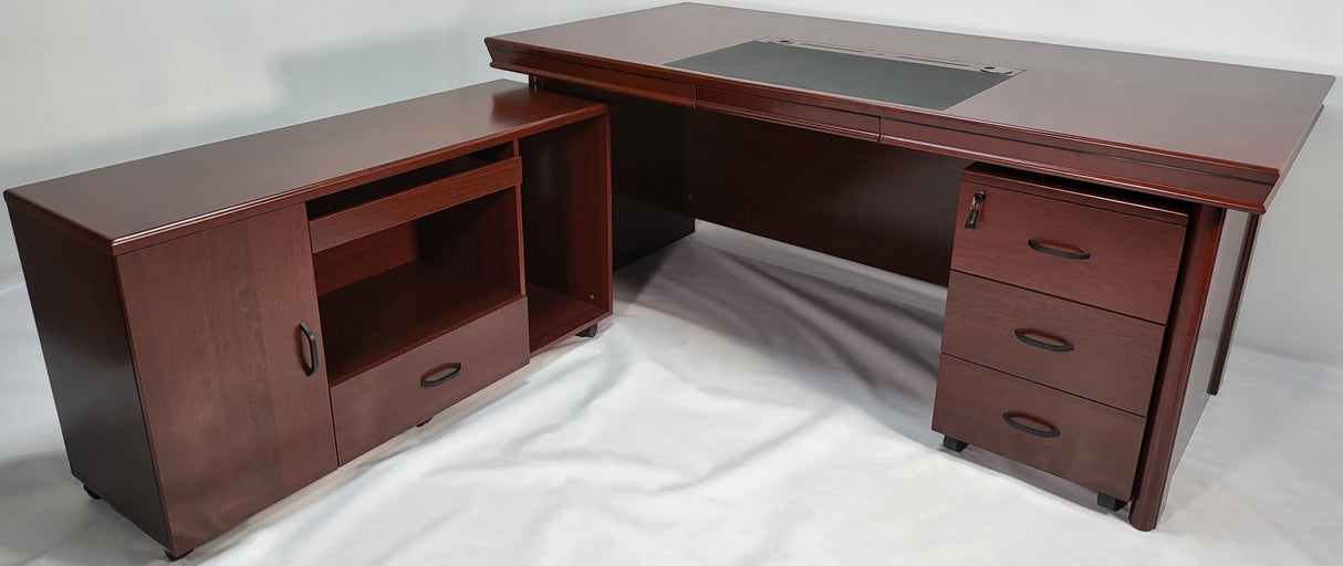 Mahogany Executive Office Desk with Pedestal and Return - 1600mm or 1800mm - 1830