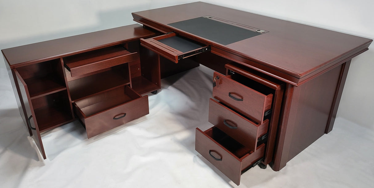 Mahogany Executive Office Desk with Pedestal and Return - 1600mm or 1800mm - 1830