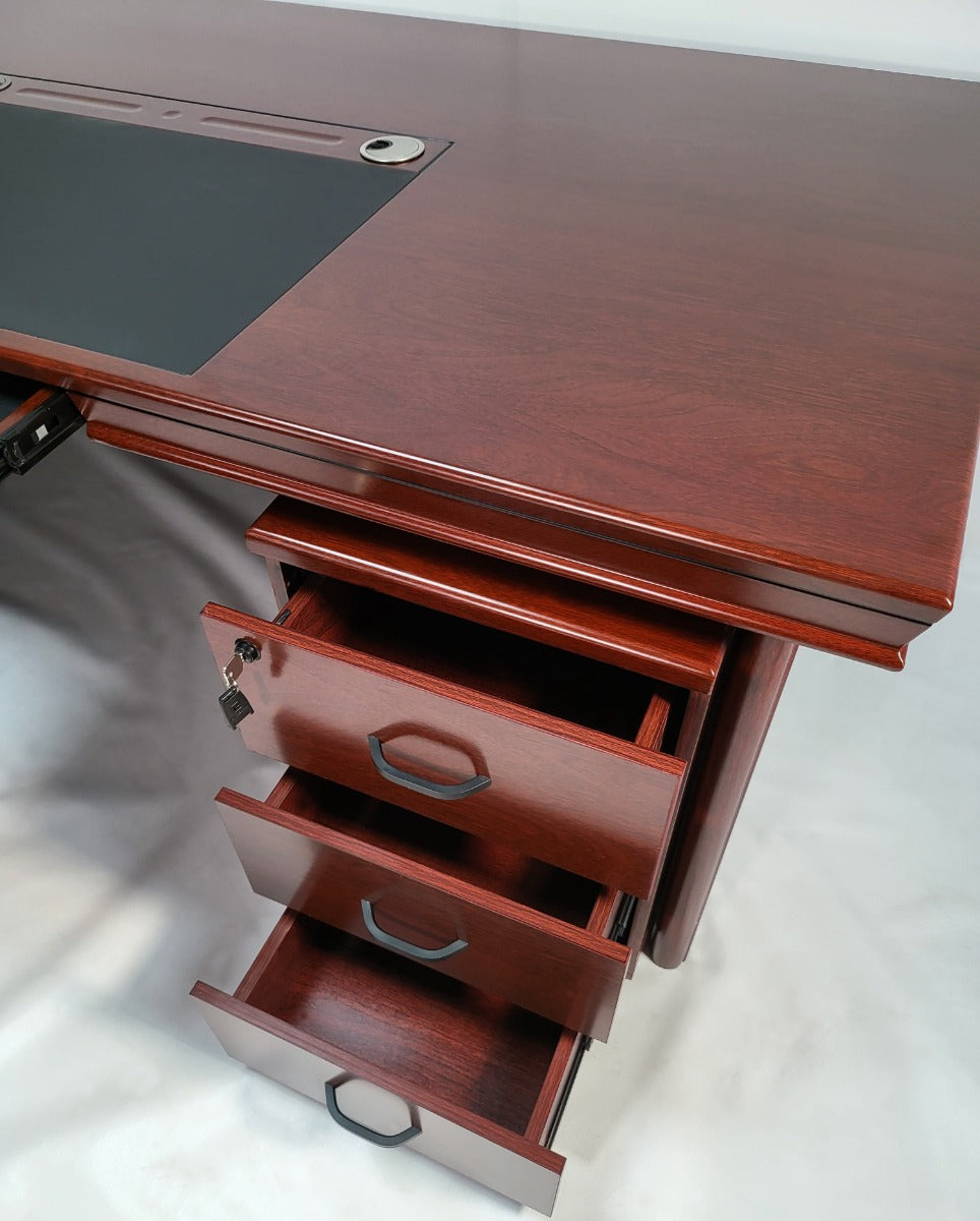Mahogany Executive Office Desk with Pedestal and Return - 1600mm or 1800mm - 1830