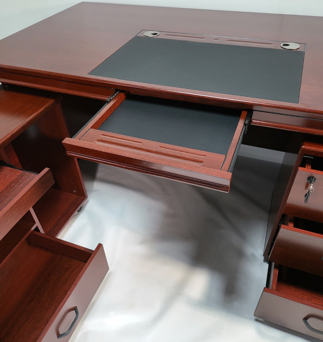 Mahogany Executive Office Desk with Pedestal and Return - 1600mm or 1800mm - 1830