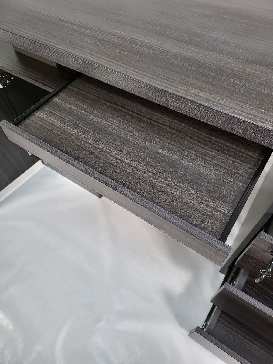 Modern Grey Oak Executive Office Desk with Pedestal & Cupboard - 1400mm - LX-WK-D0614